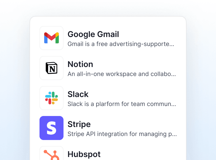 Integration setup panel