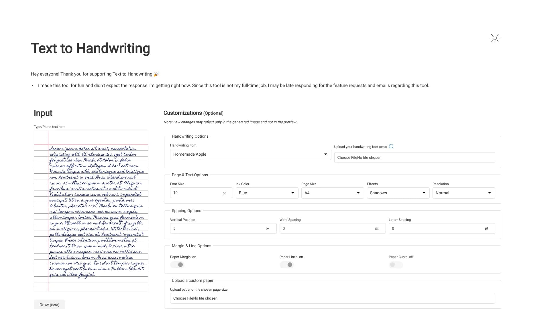 Text to Handwriting