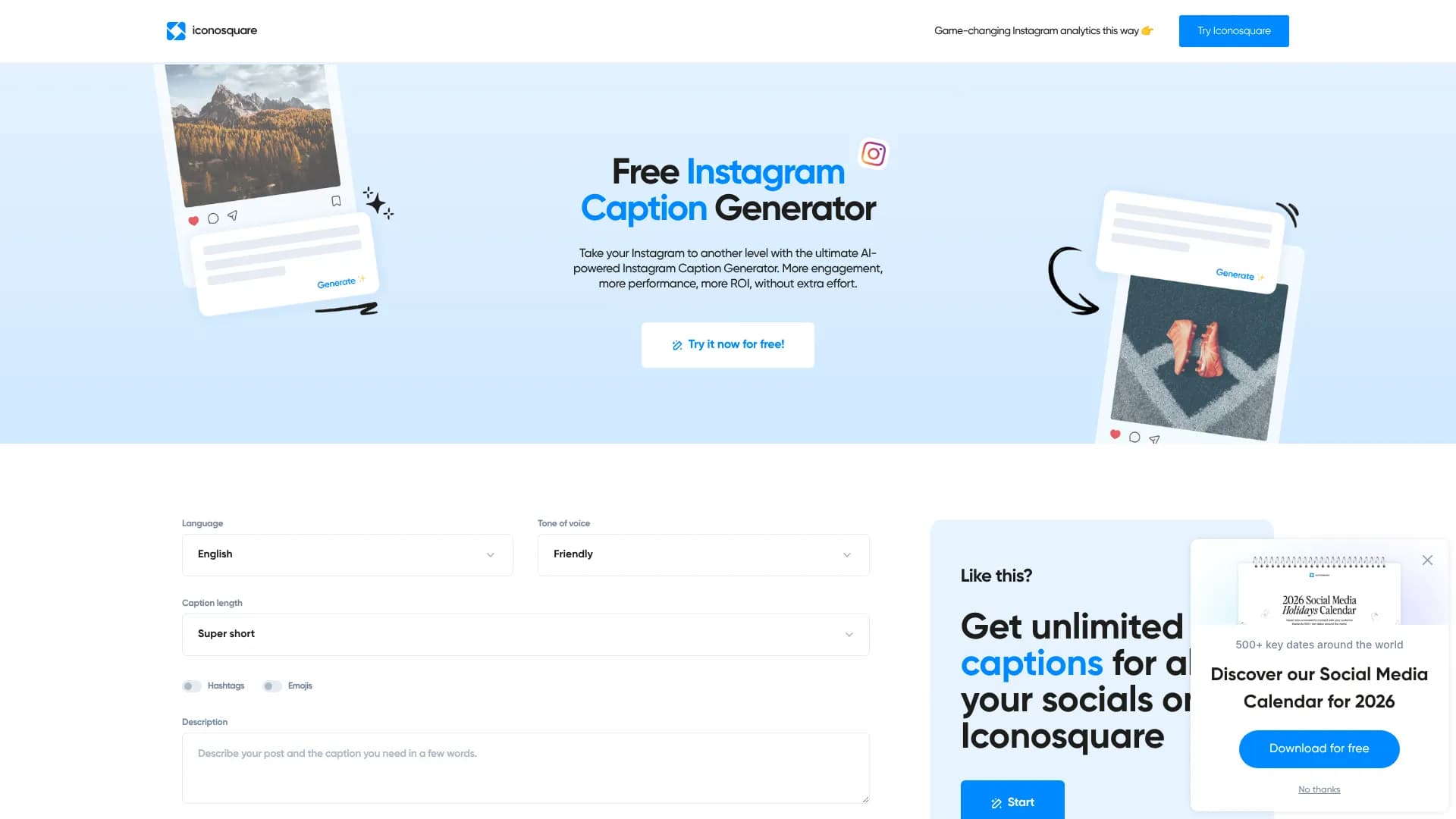 Iconosquare Instagram Caption Generator