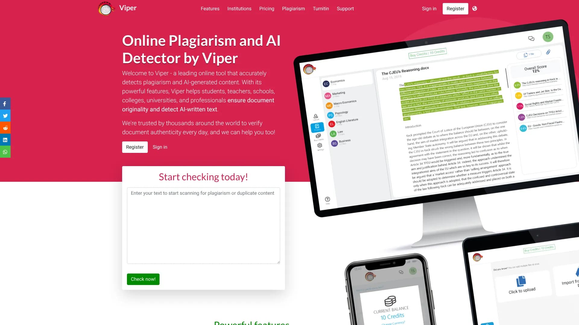Viper — Online Plagiarism & AI Detector