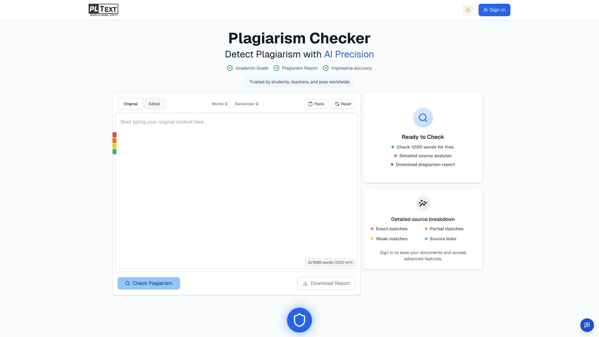 PLText — Plagiarism Checker