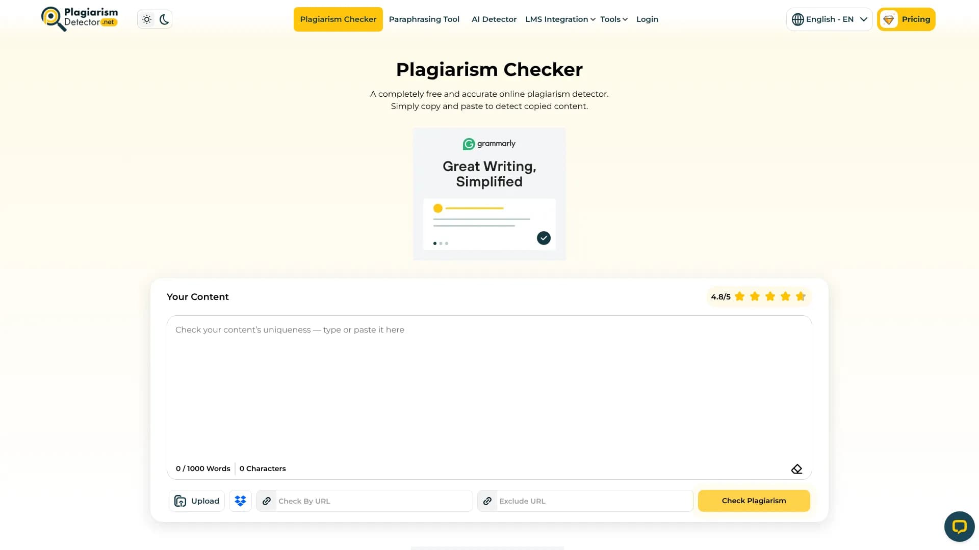 AI Detector — PlagiarismDetector.net