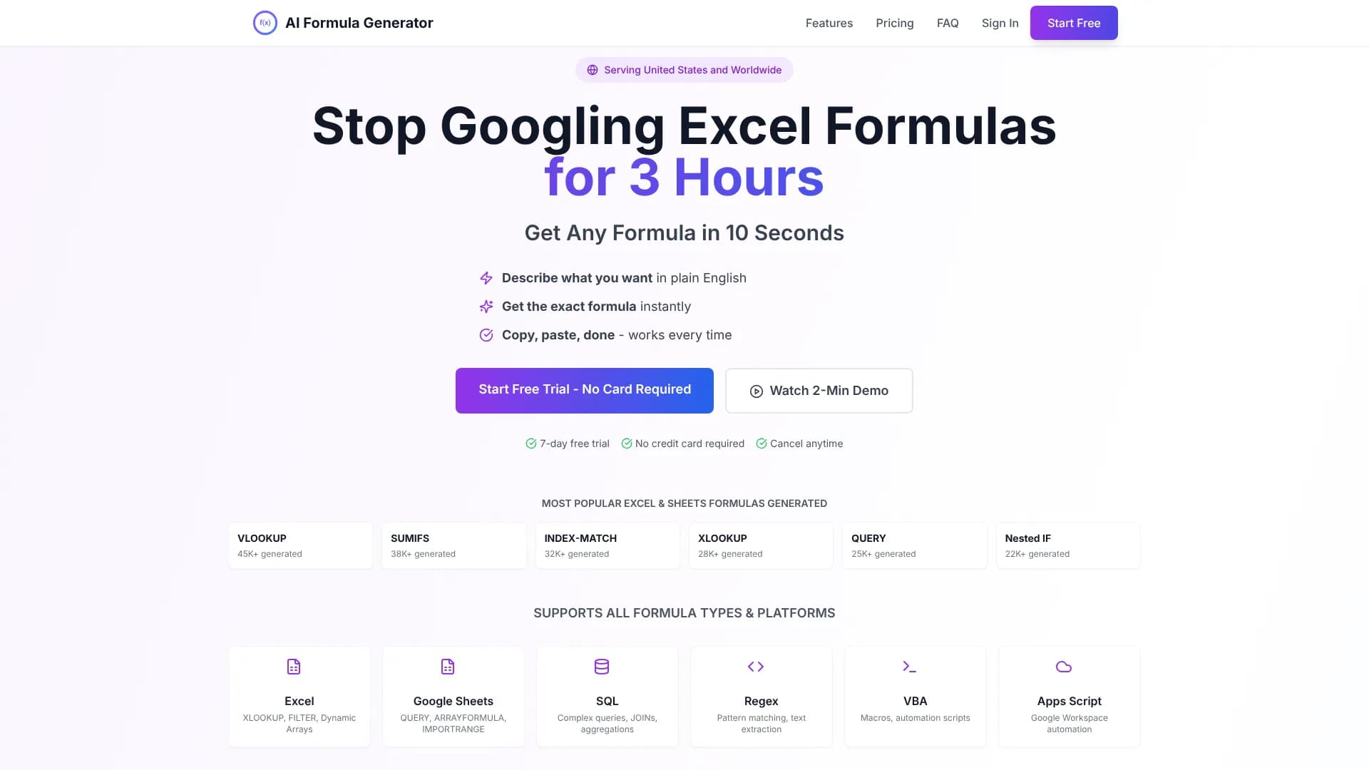 AI Formula Generator