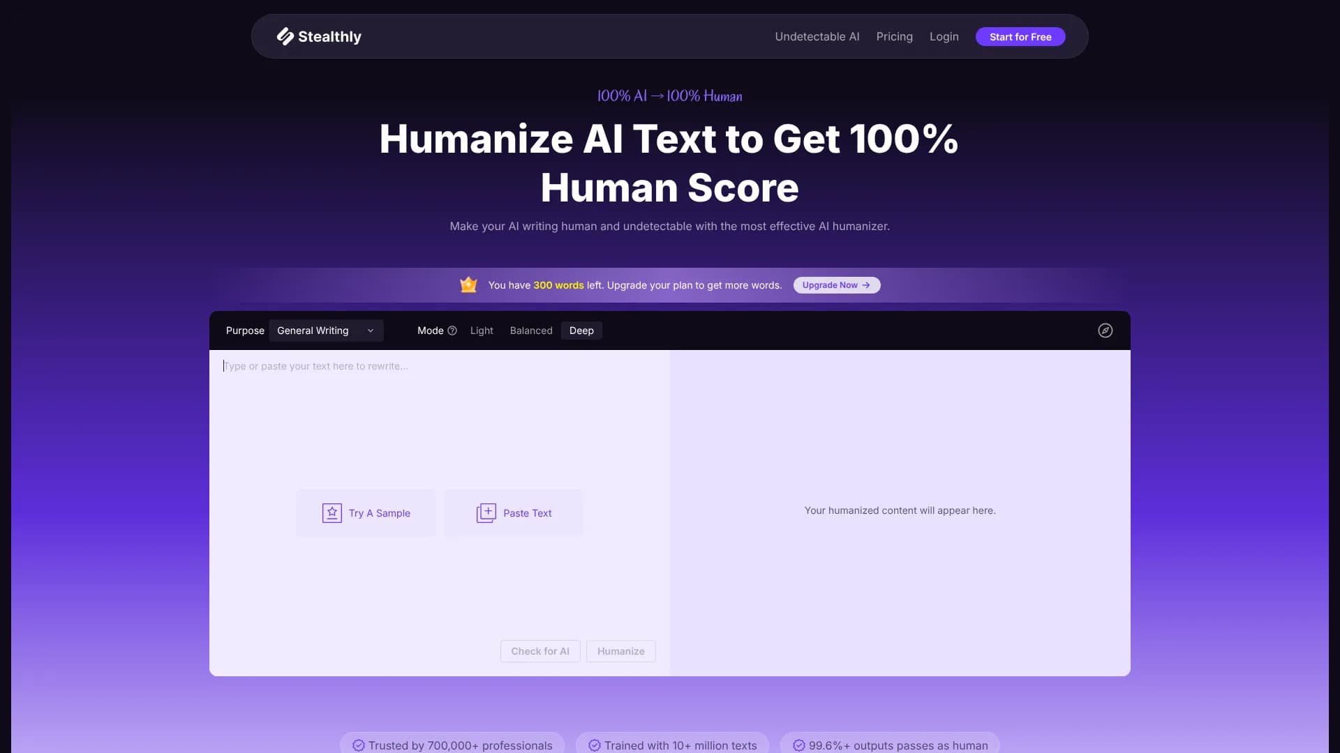 Stealthly — AI Humanizer