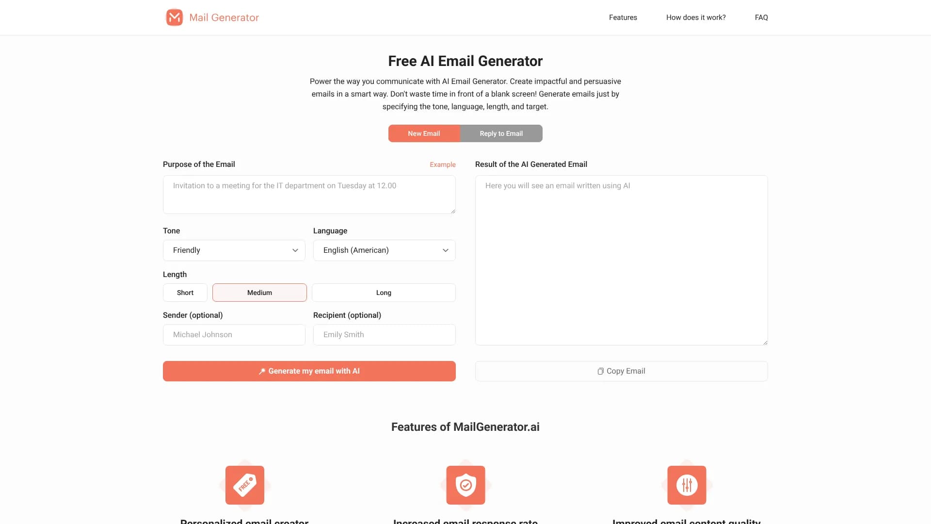 Free AI Email Generator