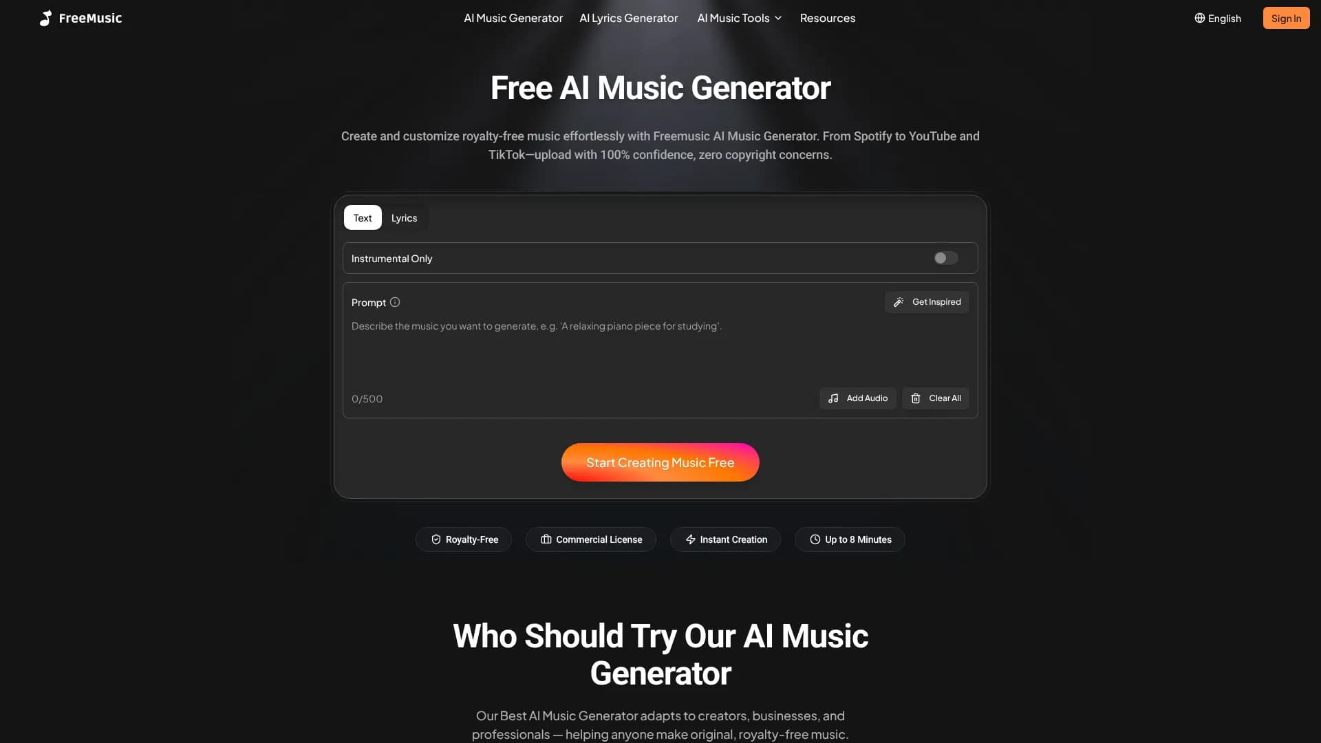 FreeMusic.ai AI MIDI Generator