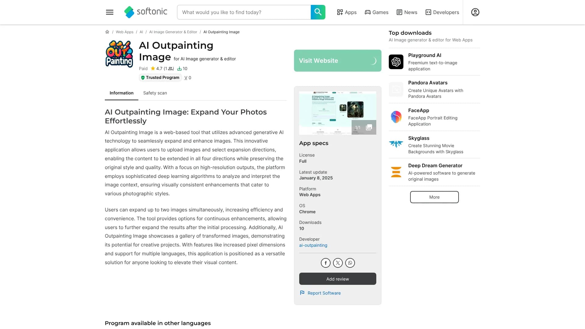 AI Outpainting Image — web-based AI image outpainting/generator & editor