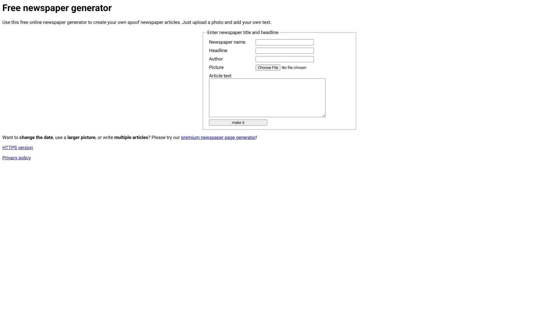 Free Newspaper Generator