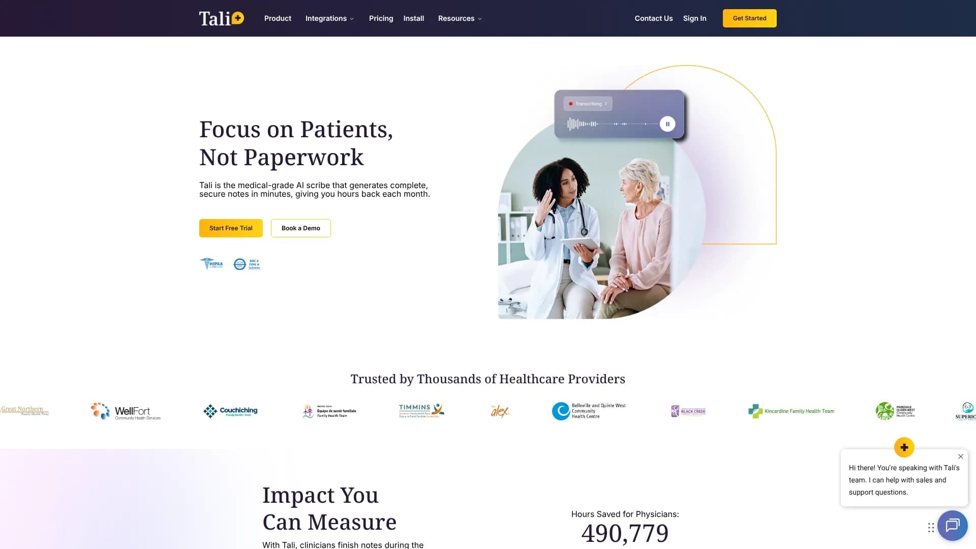 Tali — Medical‑grade AI scribe