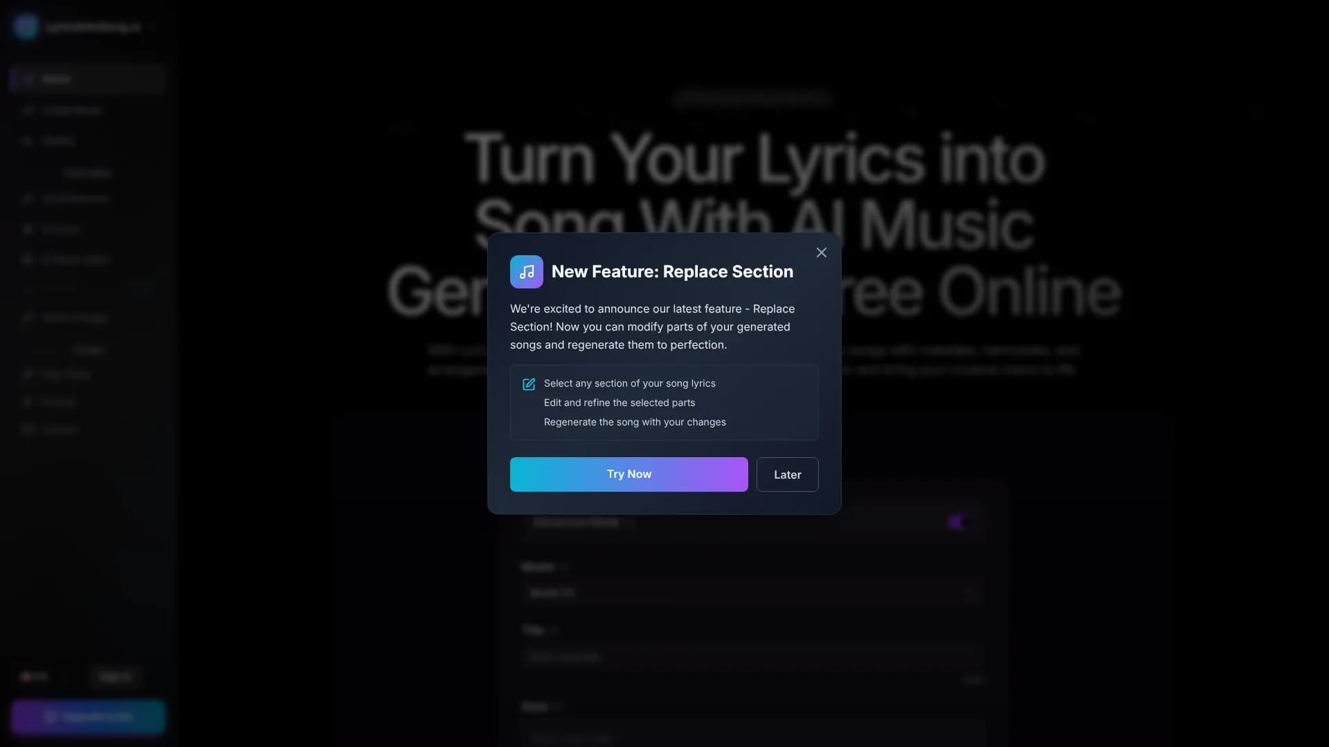 Lyrics Into Song AI