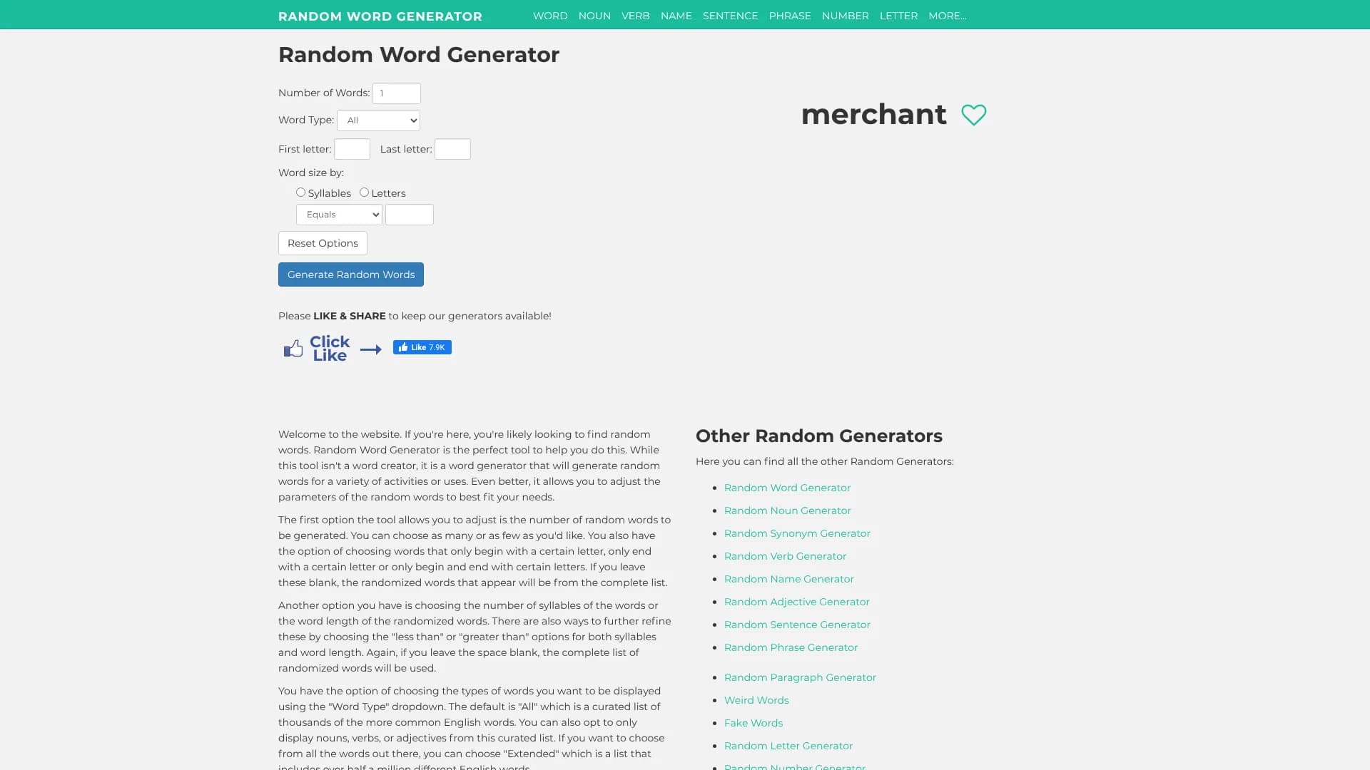 Random Word Generator