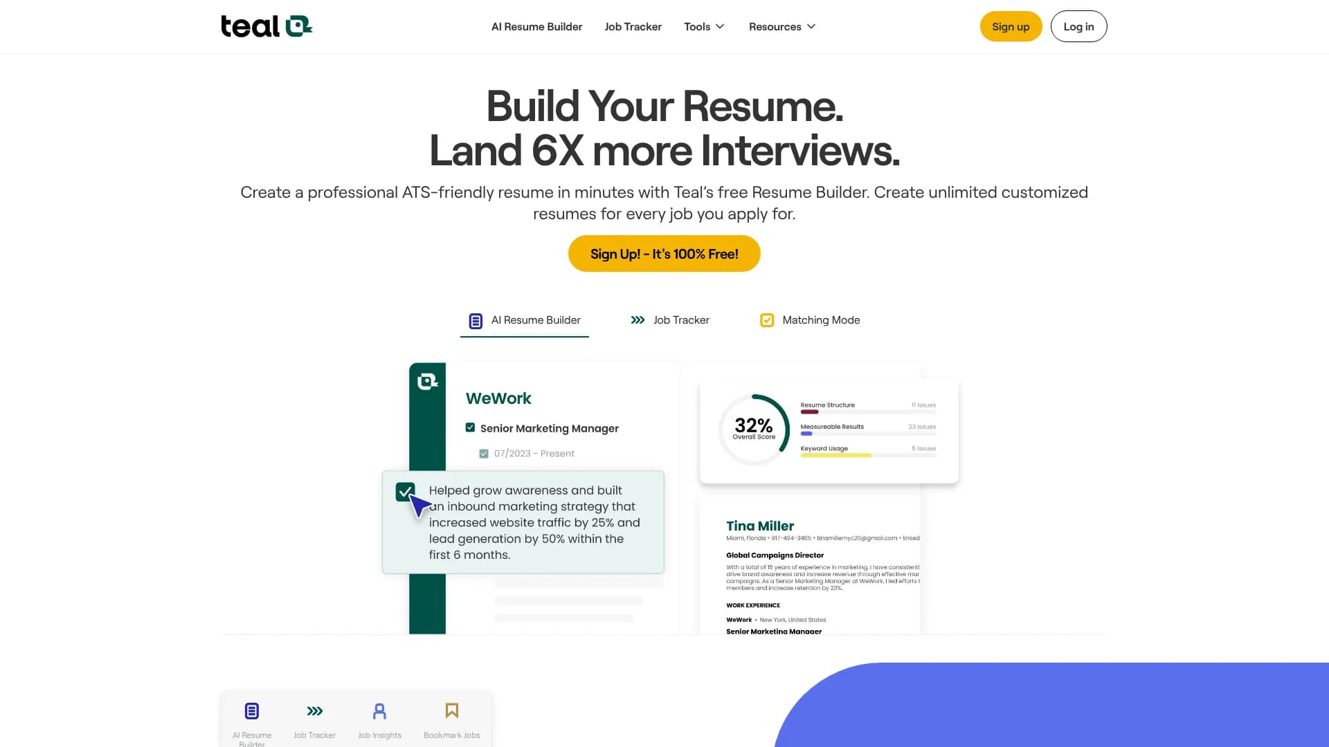 Teal — Free AI Resume Builder
