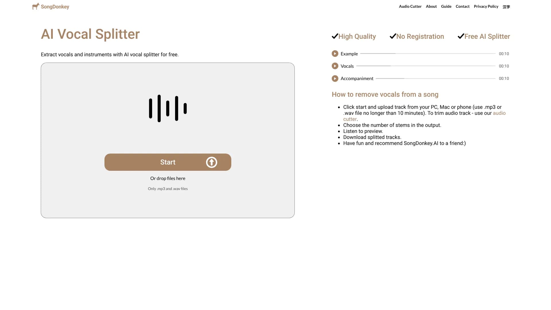 AI Vocal Splitter — SongDonkey.AI