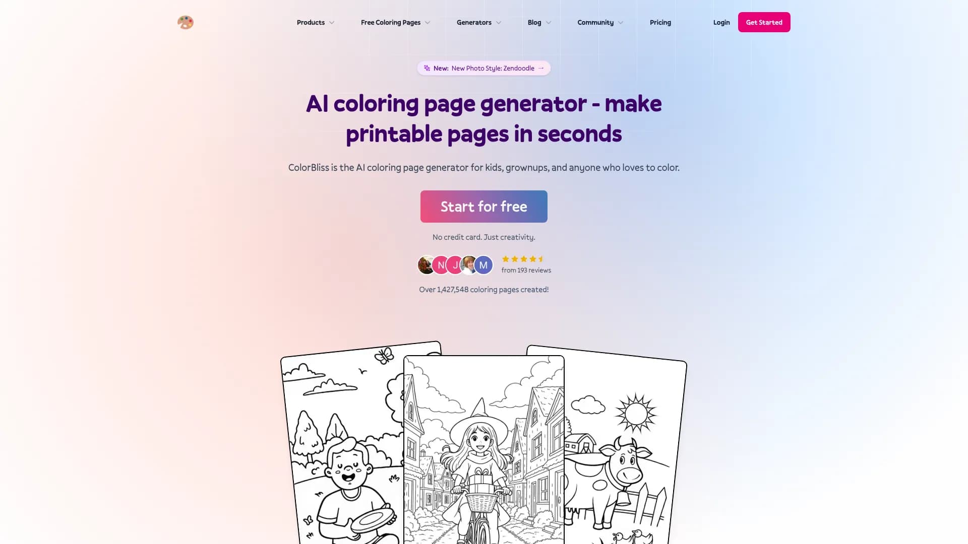 ColorBliss — AI coloring page generator