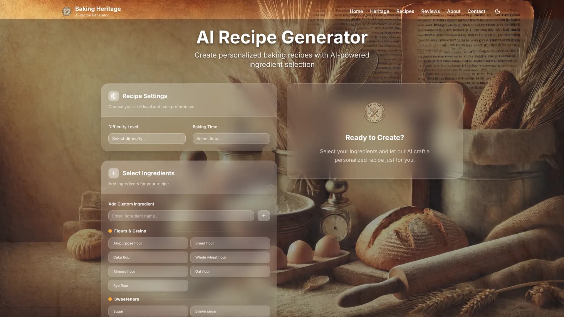 AI Recipe Generator — Baking Heritage