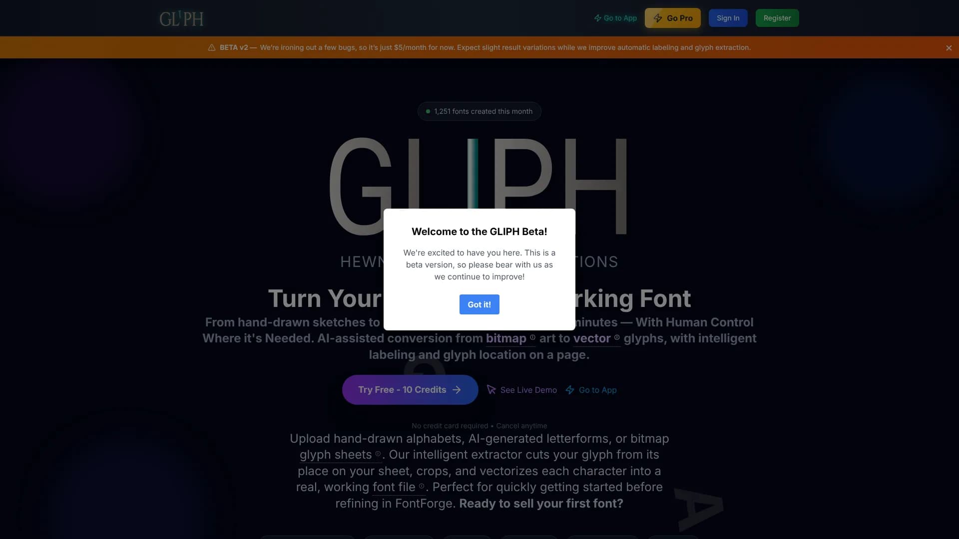 GLIPH — Hewn Letterform Extractions (Beta)