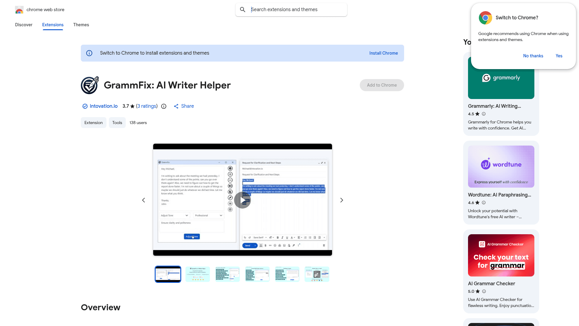 Chrome AI Grammar Check