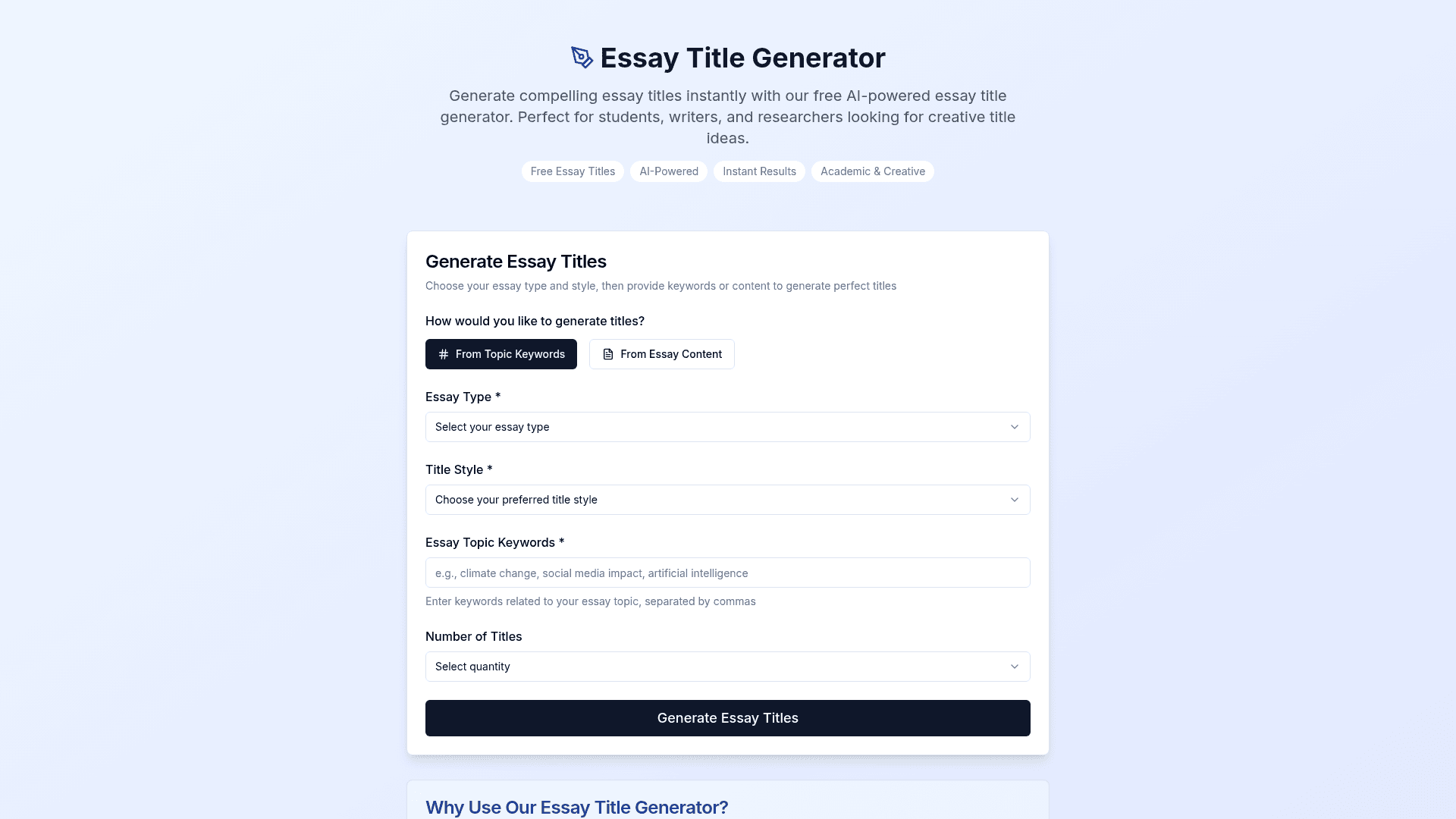 Essay Title Generator