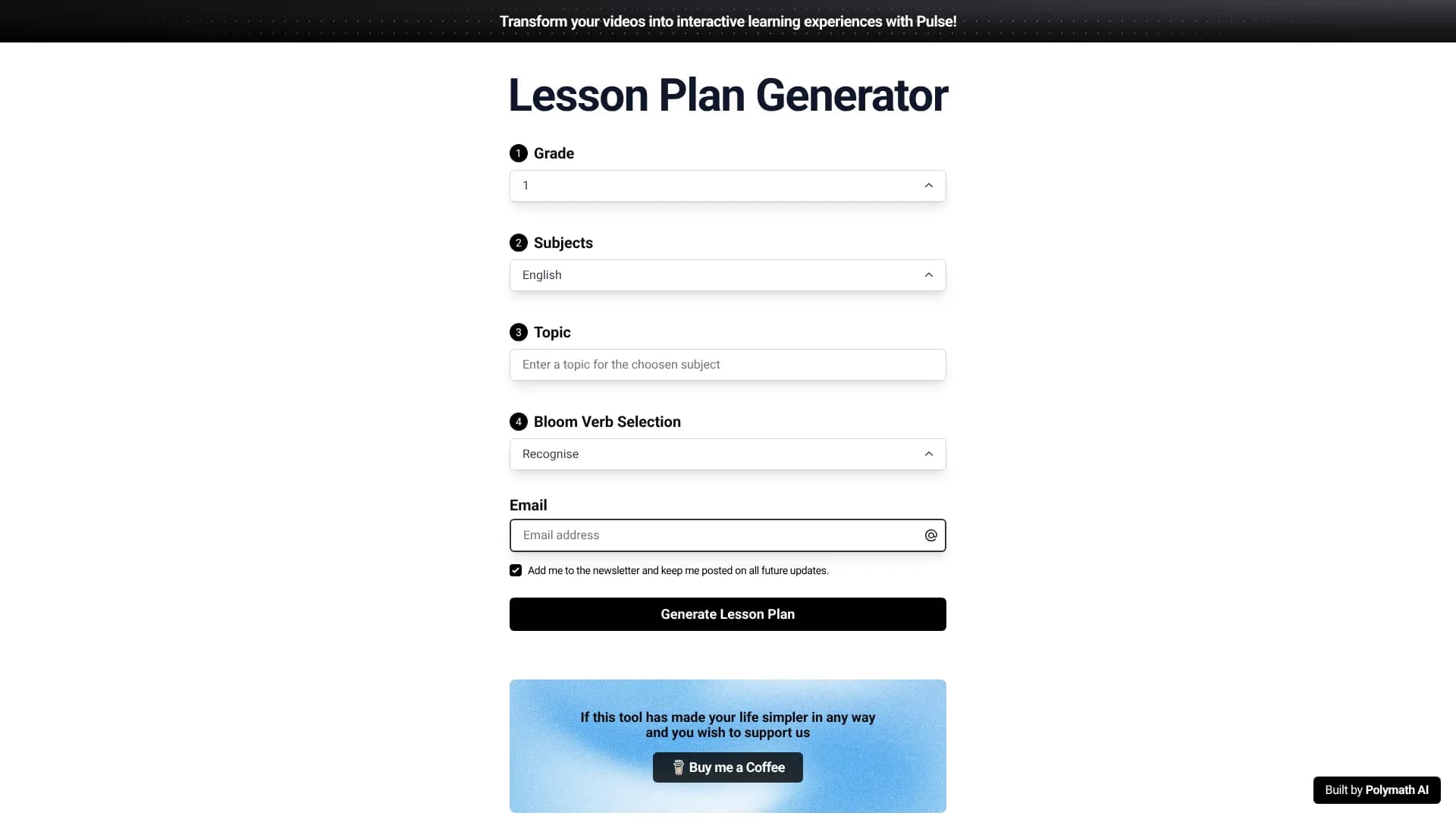 Polymath AI Lesson Plan Generator