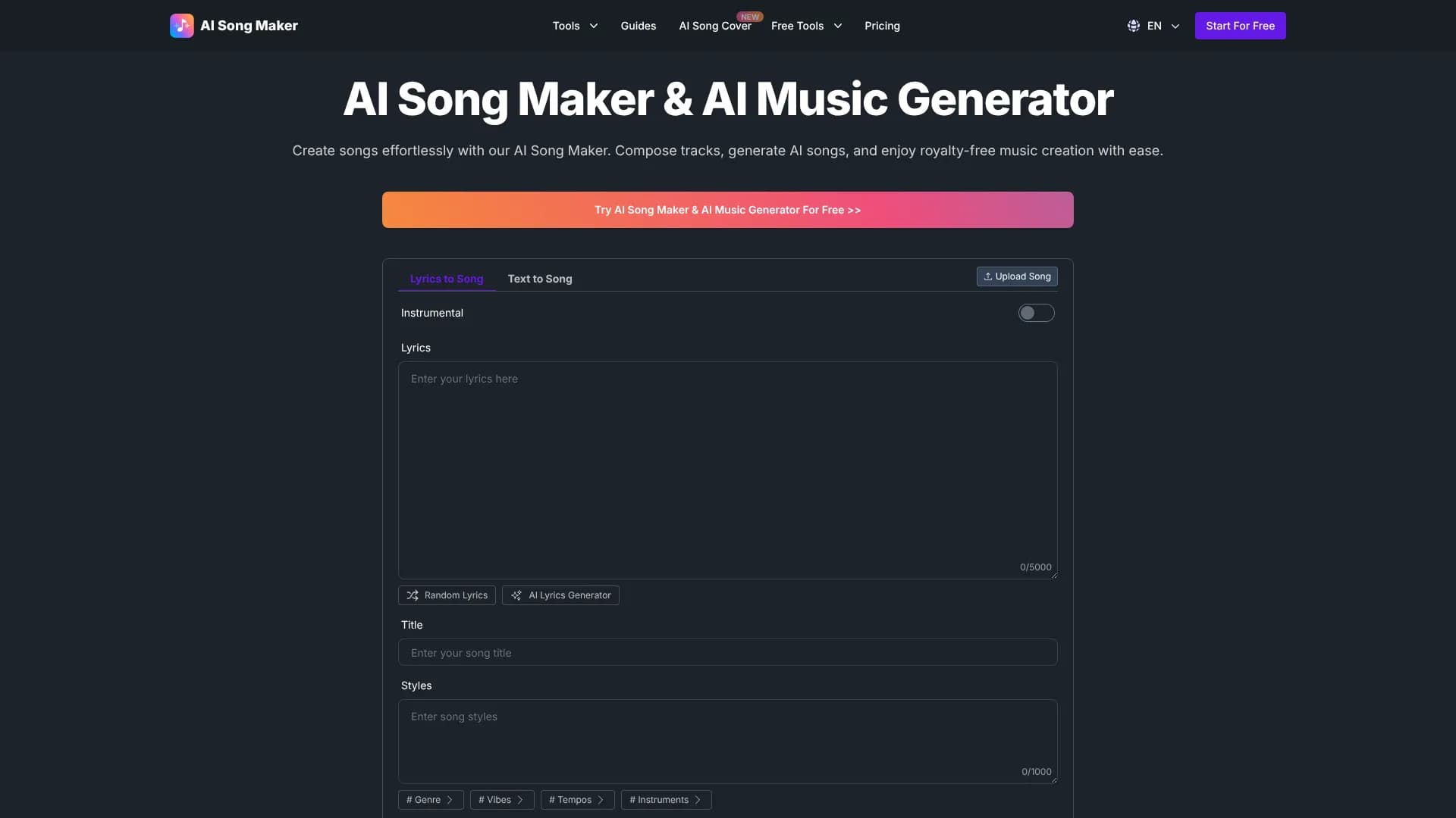AI Song Lyrics Generator