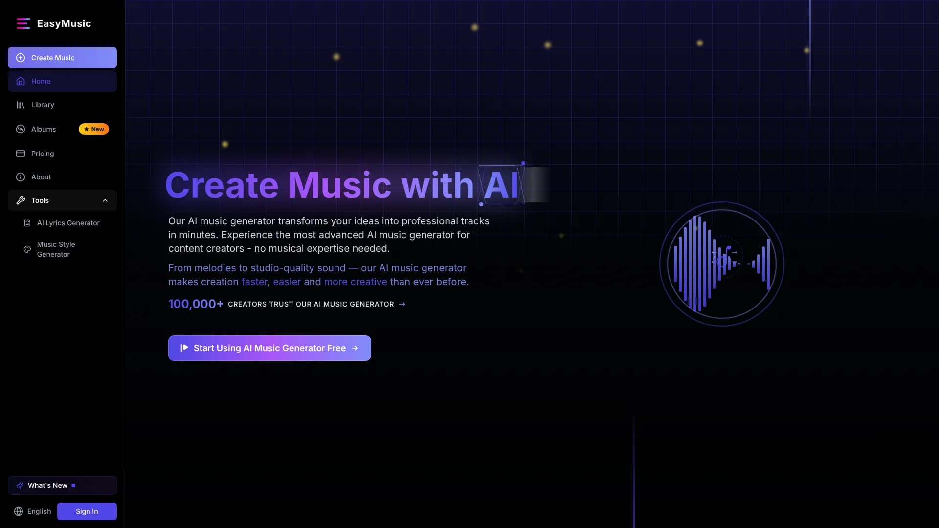 EasyMusic AI Lyrics Generator