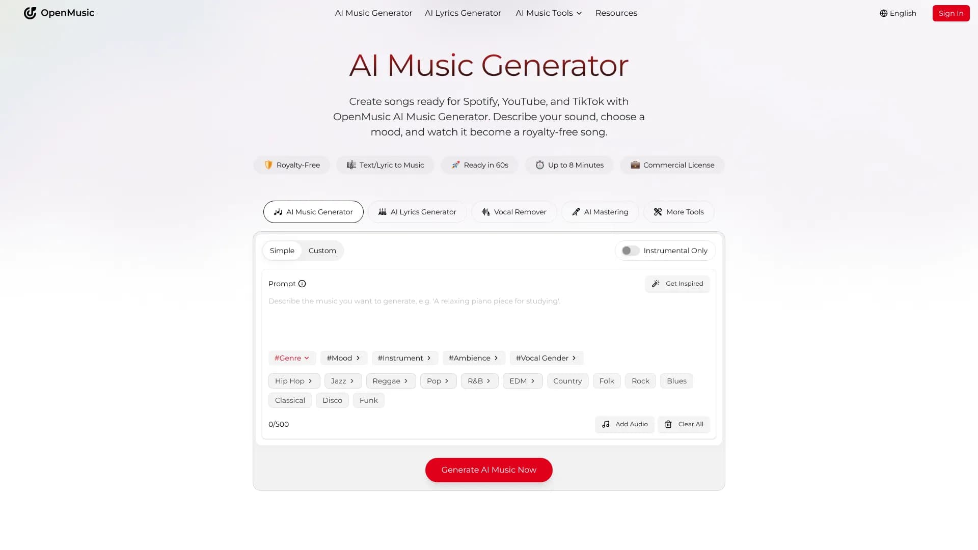 AI Lyrics Generator — OpenMusic AI