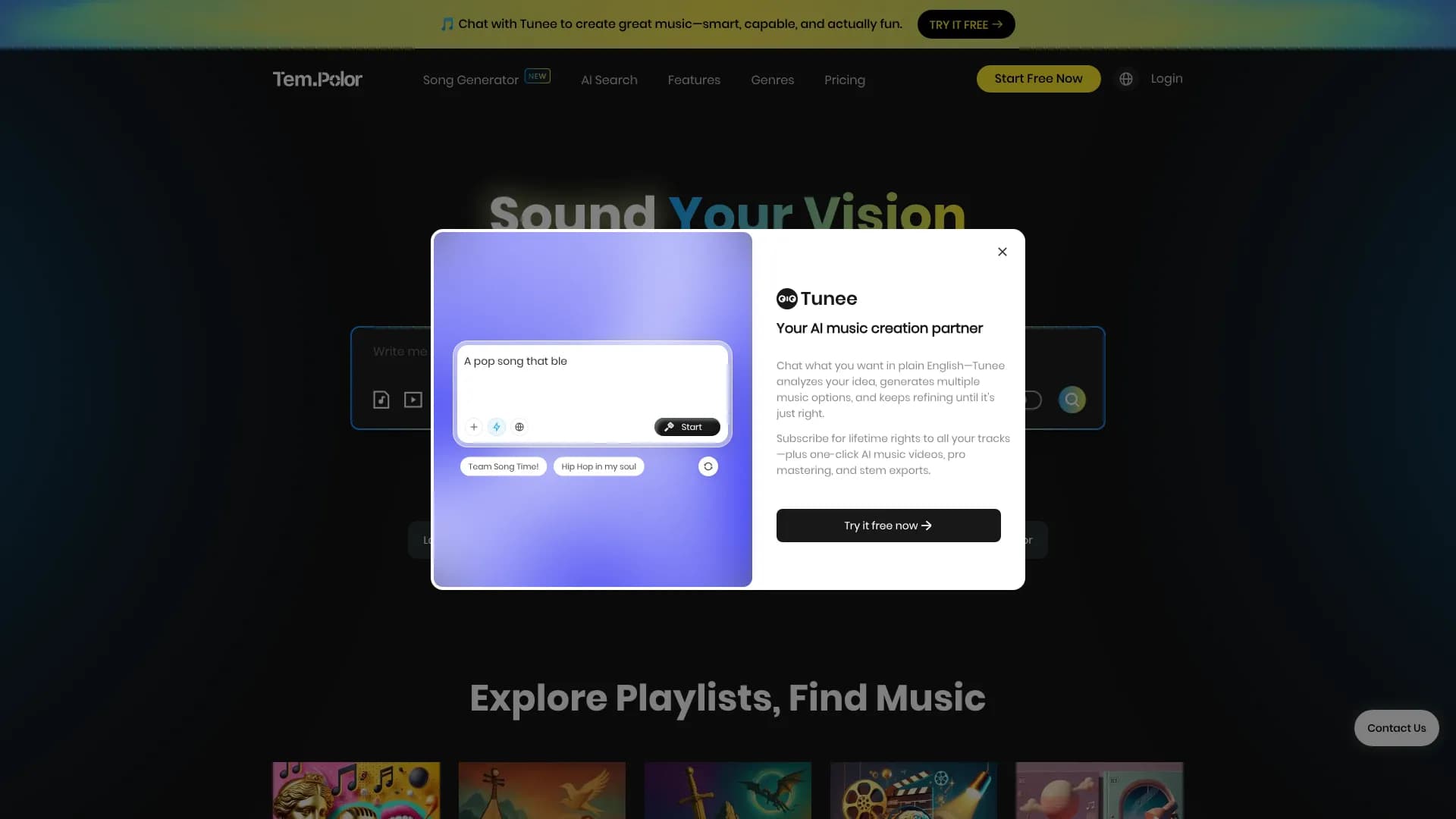 TemPolor — AI Song Generator (Try Tunee)