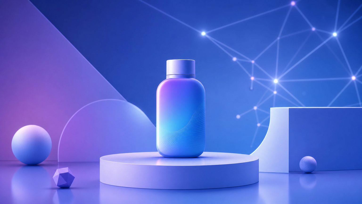 Abstract editorial illustration of a product on a seamless studio gradient