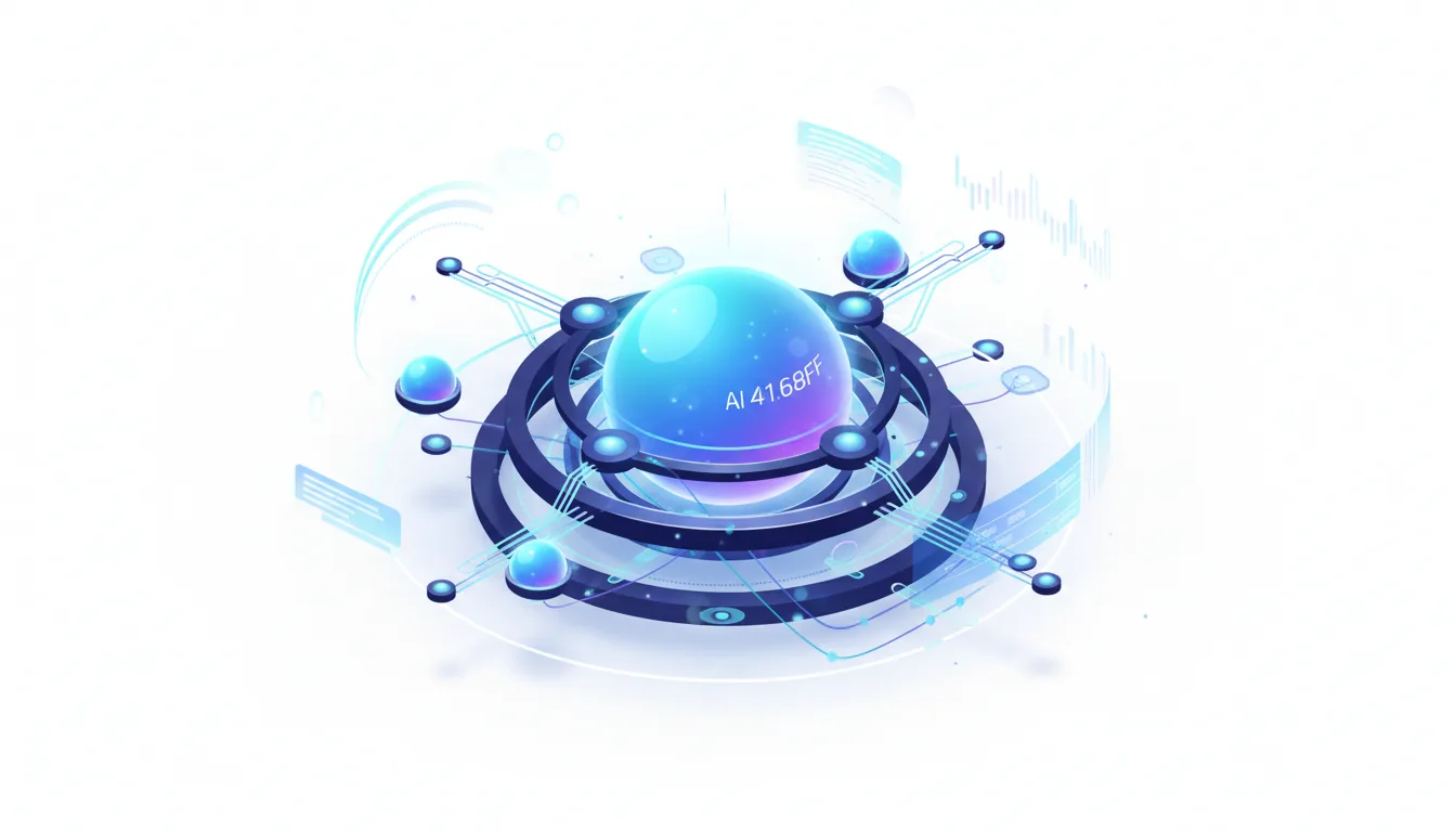 Abstract visualization of a central AI core with surrounding nodes and data streams, representing agent harnesses for GPT-5.6 local AI systems.