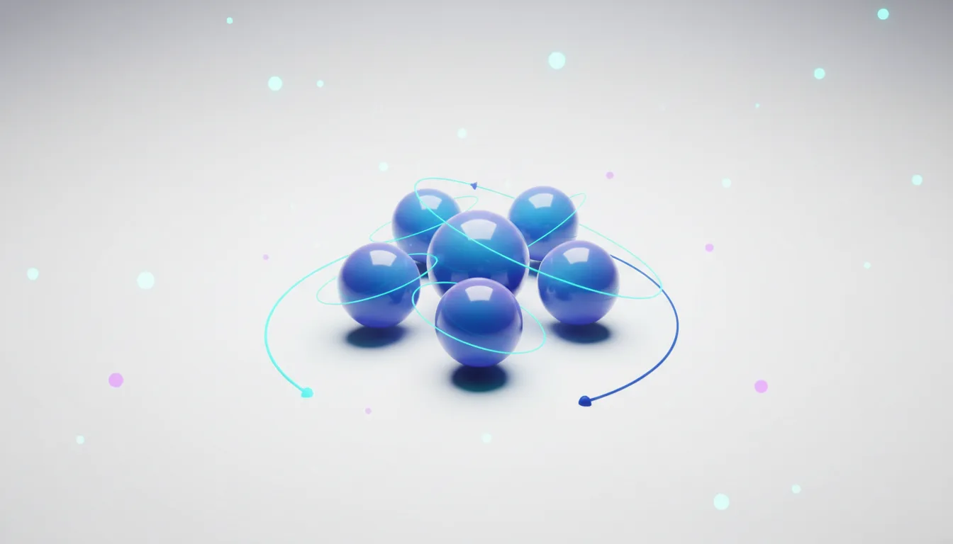 Abstract representation of interconnected blue spheres with glowing lines, symbolizing standardized AI agents and collaboration.