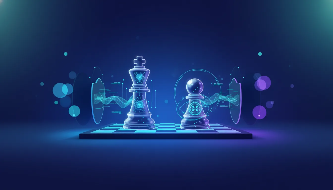 Digital chess pieces representing Reddit and Anthropic on a board, symbolizing the strategic legal battle over AI training data.