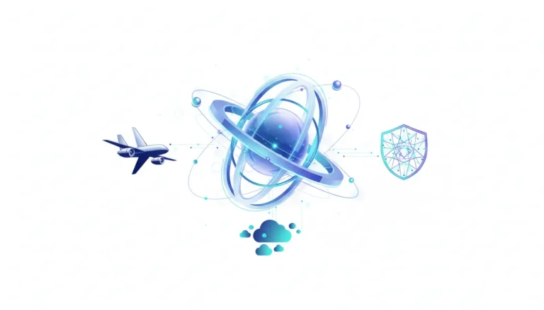 Abstract illustration of AI intelligence operating systems managing enterprise data and agents