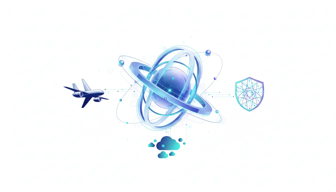 Abstract illustration of AI intelligence operating systems managing enterprise data and agents