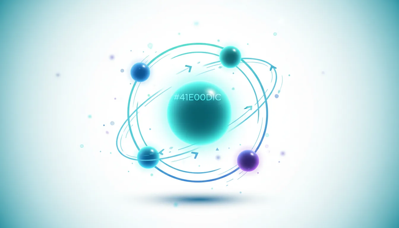 Abstract atomic model with orbiting spheres and glowing nucleus, symbolizing AI development and scientific advancement.