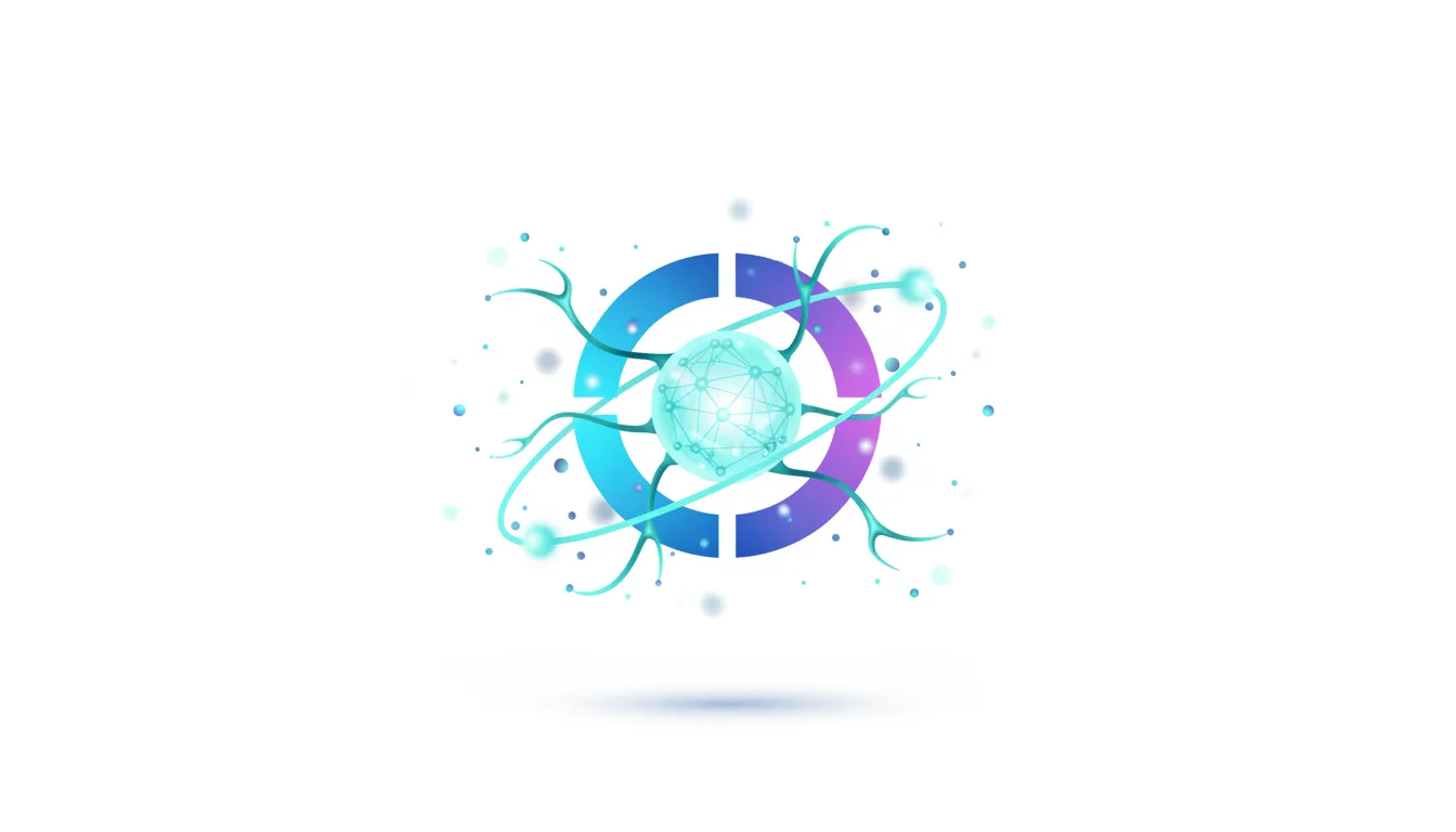 Abstract representation of AI technology with a glowing sphere and neural network connections.