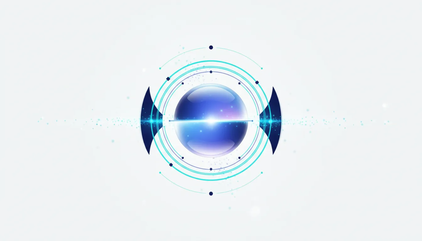 Abstract futuristic orb with concentric rings and glowing light, symbolizing AI and national security technology.