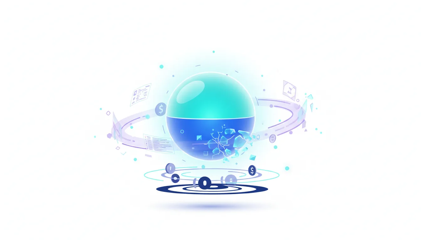 Abstract visualization of a glowing sphere with digital elements, representing Google Gemini AI's impact on benchmarks and real-world applications.