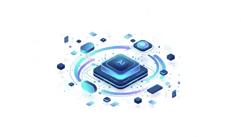 Abstract illustration of decentralized AI inference engine on Android mobile devices