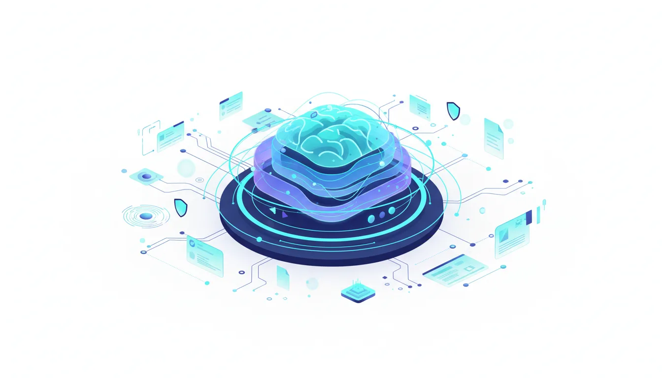 Abstract visualization of an AI brain with layers of data and connections, representing LLM Wiki infrastructure.