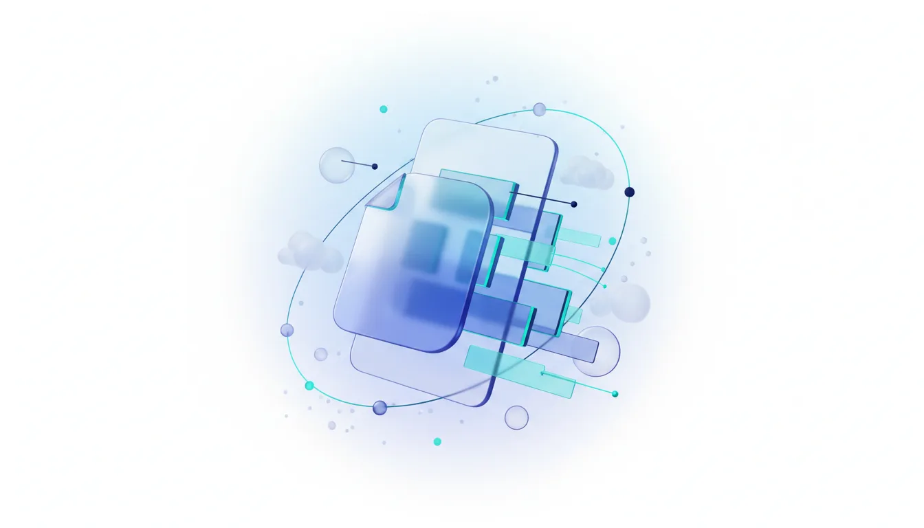 Abstract illustration of digital documents and data streams, representing the conversion of Markdown to HTML.