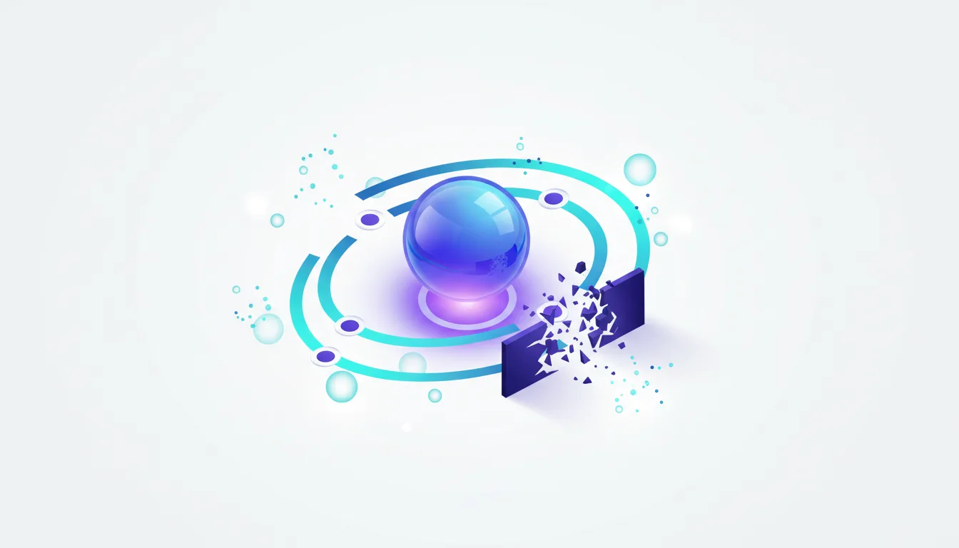 Abstract representation of AI training efficiency with a glowing orb breaking through a barrier, symbolizing NVIDIA's PivotRL breakthrough.