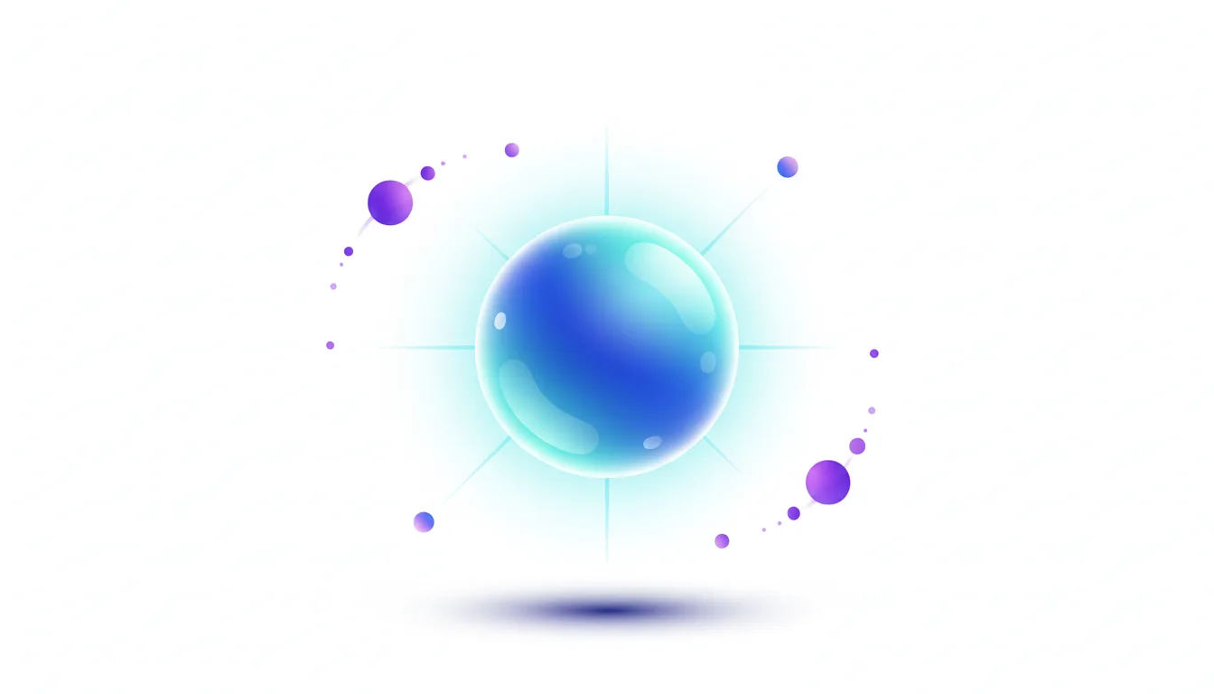 Abstract glowing blue sphere with orbiting purple particles, symbolizing AI innovation and growth in the APAC region.
