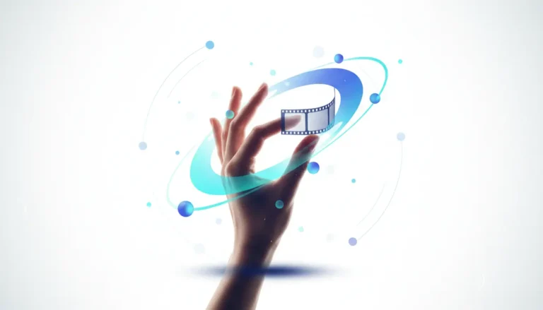 Abstract illustration of everyday human moments enhanced by AI in a cinematic film style