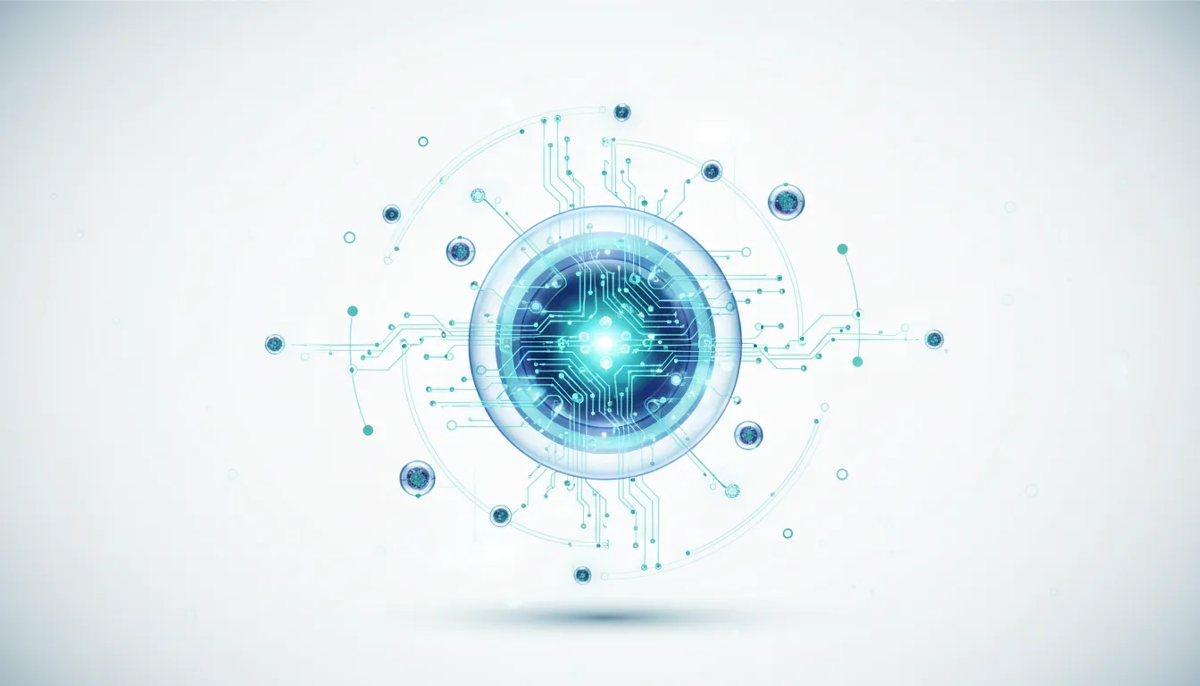 Abstract representation of a glowing blue circuit board within a sphere, symbolizing advanced AI processing and complex reasoning.