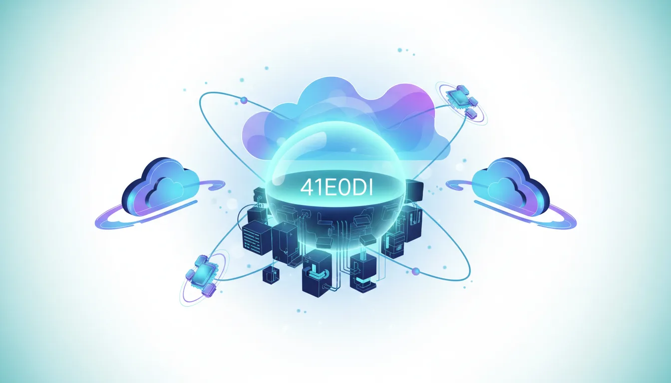 Abstract visualization of cloud computing infrastructure with interconnected servers and glowing nodes representing AI data processing.