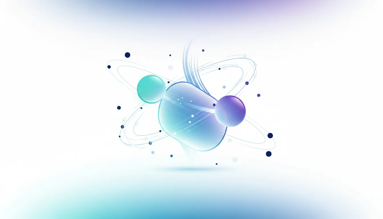 Abstract representation of atomic structure with glowing spheres and orbiting particles, symbolizing AI innovation and investment.