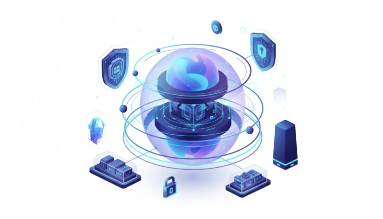 Abstract illustration of sovereign AI running in secure, customer-owned infrastructure environments