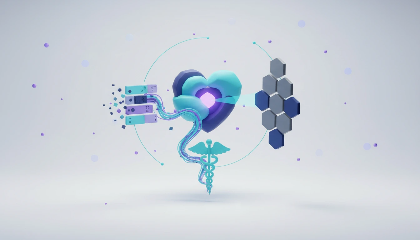 Abstract 3D illustration with a glowing cyan core on a light studio background, representing Additive Rubric Rewards Make Medical AI Sound Thorough and Act Worse