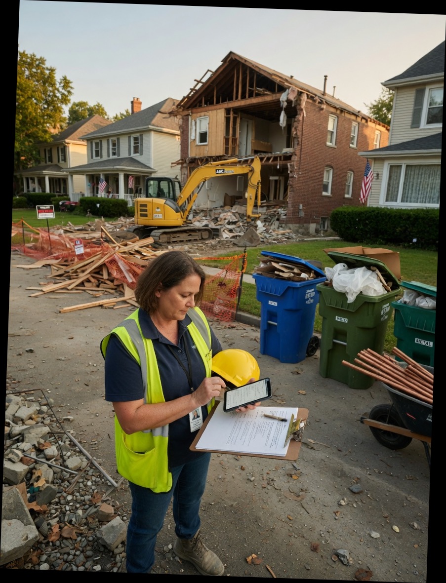 Asbestos abatement estimator reviews a school RFQ lead summary on his phone between contained commercial jobs
