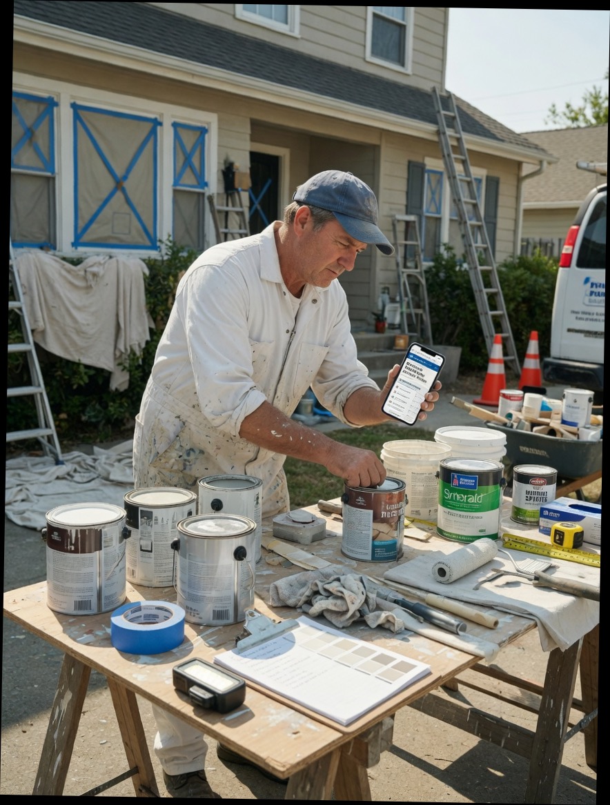 Drywall estimator reviews a commercial RFQ lead summary on his phone between residential hang jobs